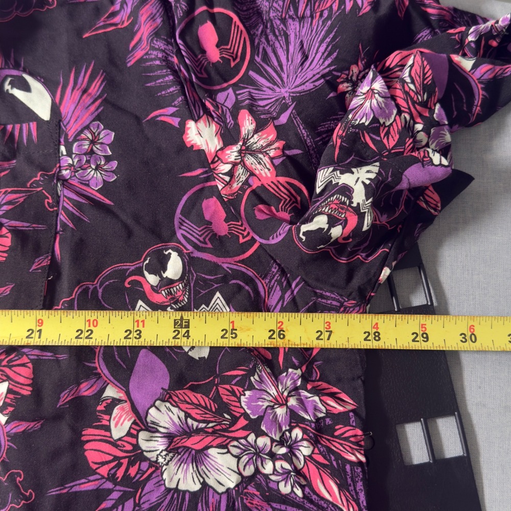 Marvel Venom Button Down Shirt Mens 3XL Black Purple Tropical Floral Excellent - Picture 8 of 11